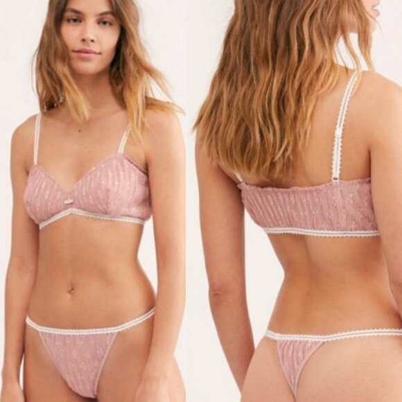 NWT Free People Gabriella Bralette Pixie Nude Pink Bra Size Small and‎ XS Boho - Picture 1 of 7